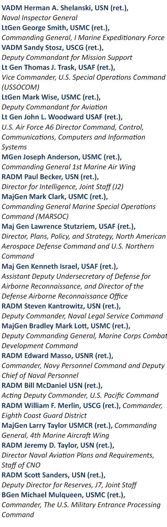 Image for the Tweet beginning: 🚨68 U.S. Generals &amp; Admirals